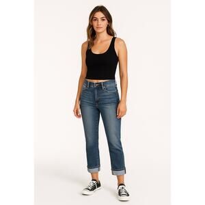Kut from the Kloth Reese Ankle Straight Leg Denim Cuffed Crop Jeans Women's 2